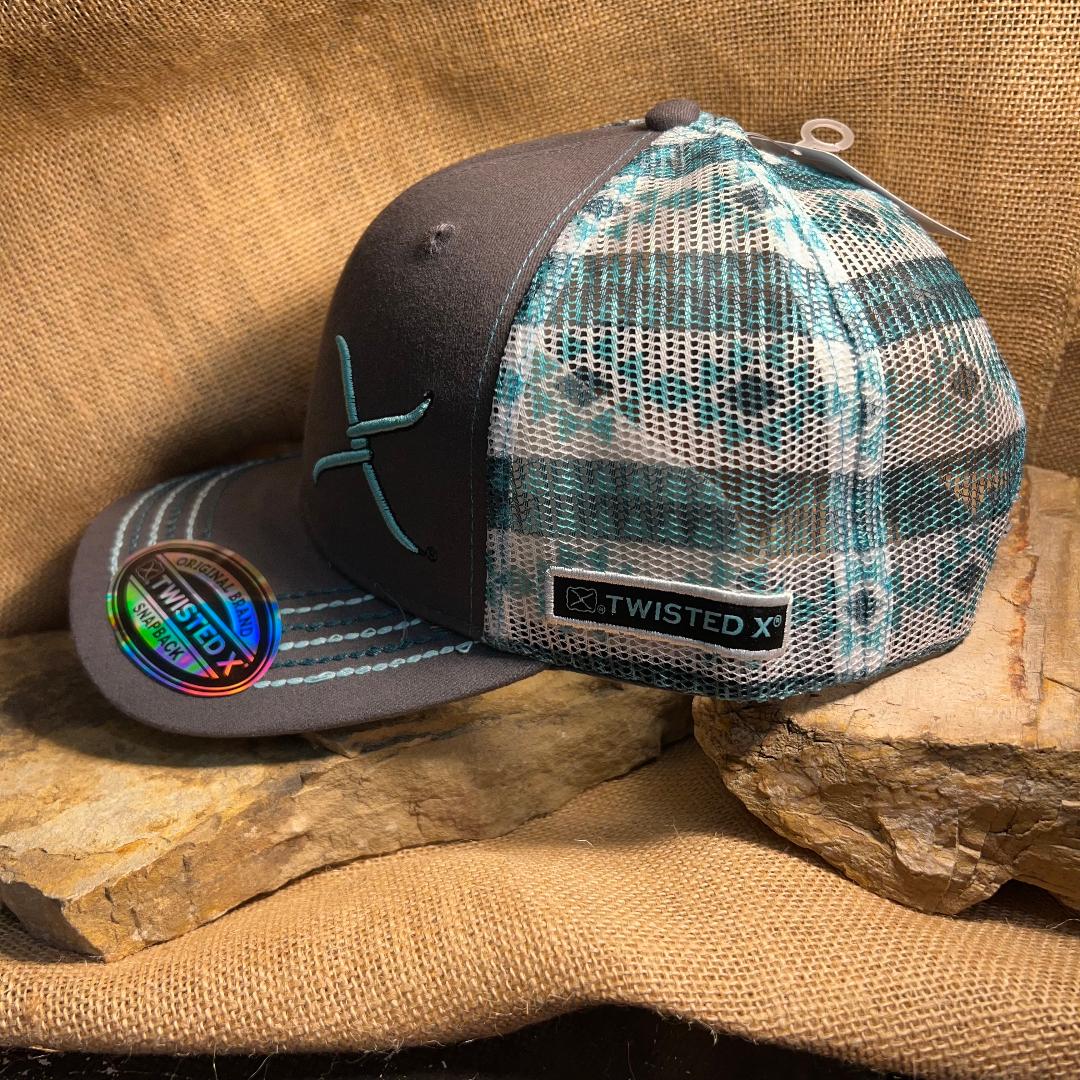 Gray and Turquoise Southwest Adjustable Ball Cap