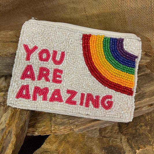 YOU ARE AMAZING Beaded Coin Purse