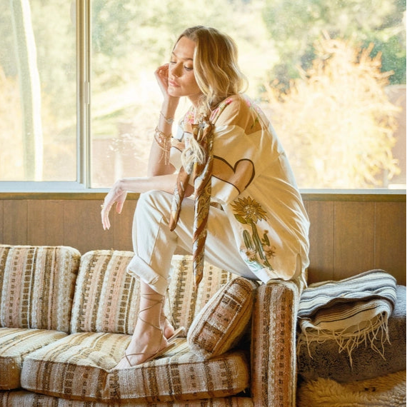 Embroidered Sequin Floral Linen Blouse