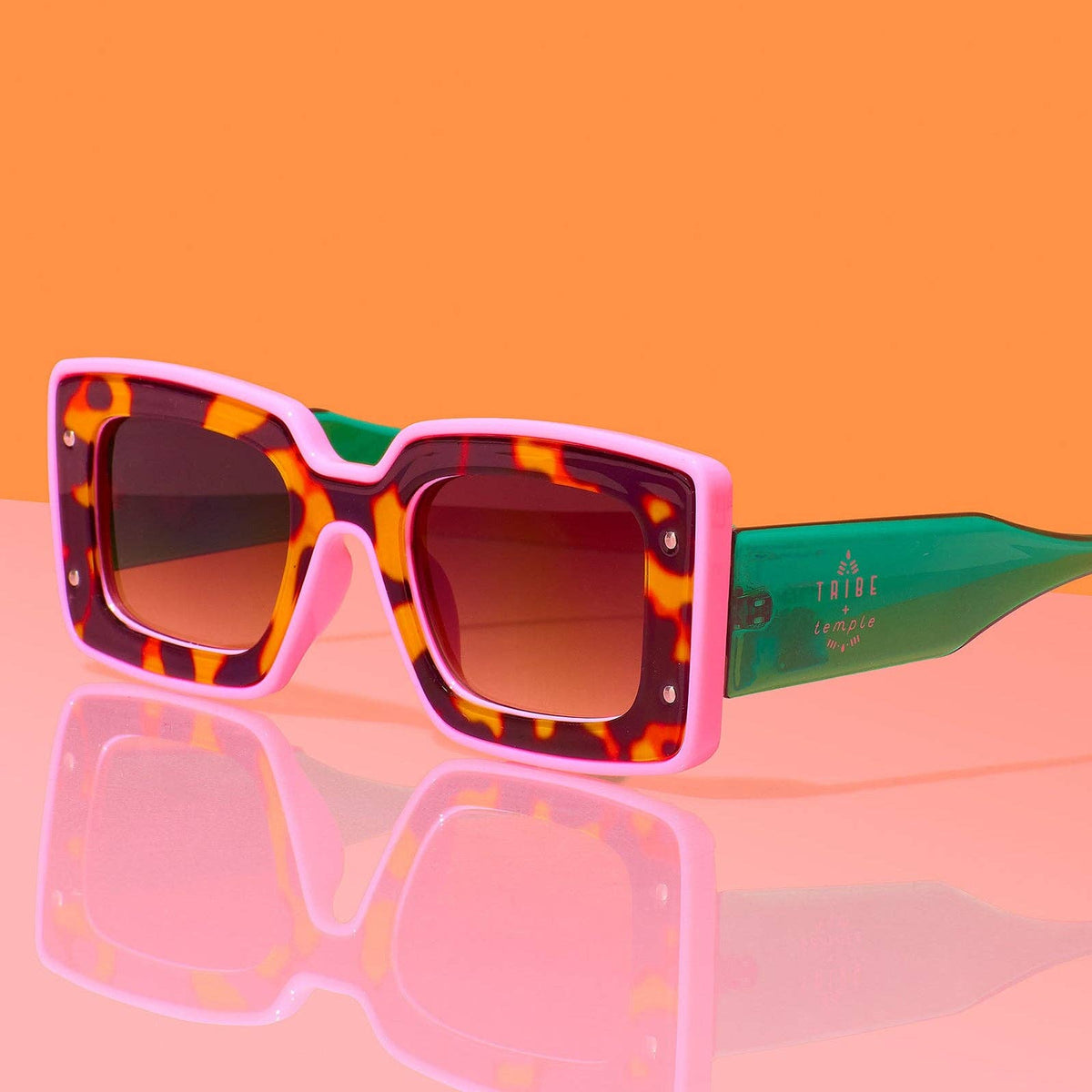Deco Sunglasses Leopard, Pink and Green