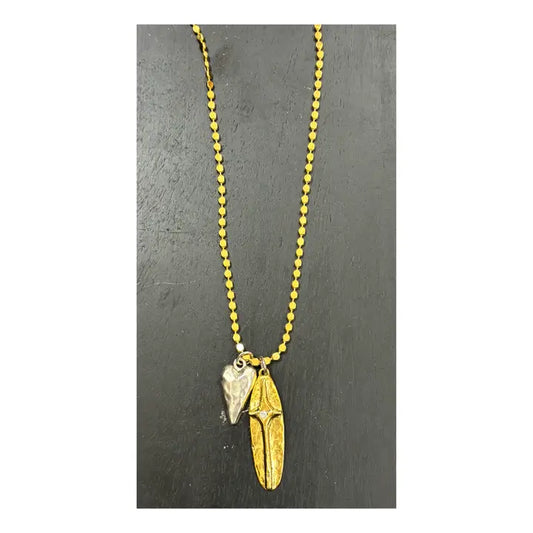 Dot Chain with Heart and Pave' Pendant Necklace