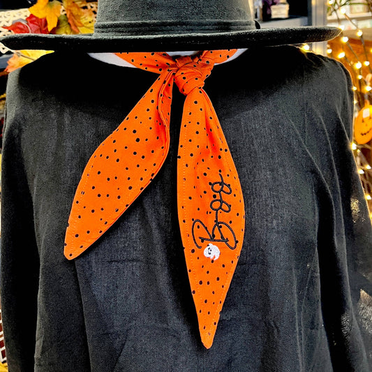 Boo Halloween Embroidered Ascot Scarf