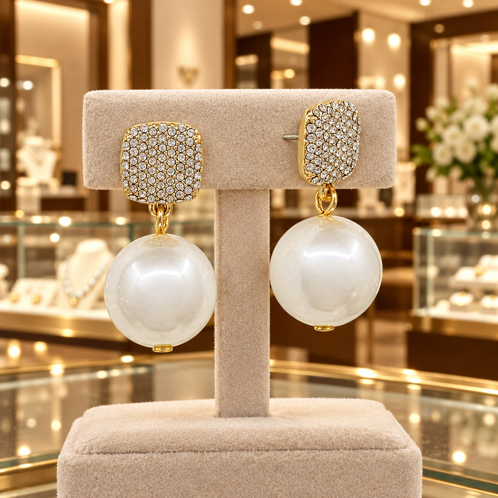 Water Resistant 1" 10MM Stud Pearl Drop Earring