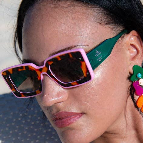 Deco Sunglasses Leopard, Pink and Green