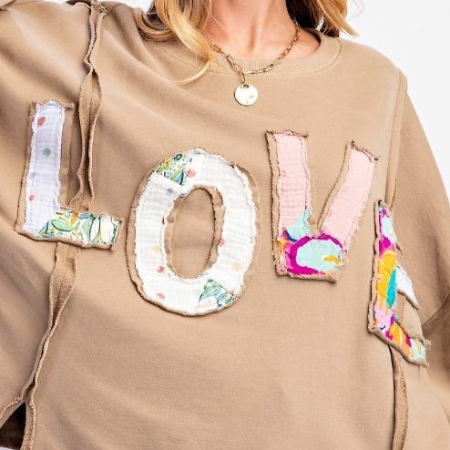 Love Patch Washed Terry Knit Pullover