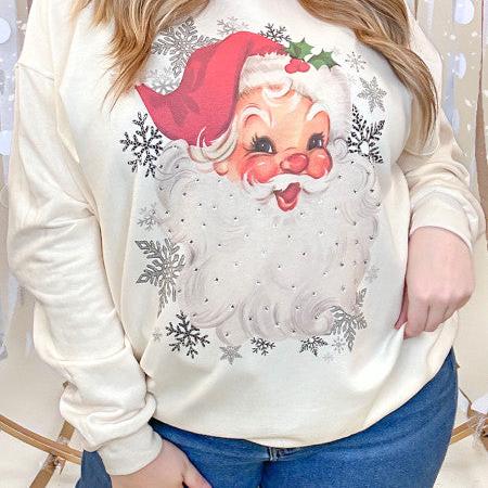 Vintage Santa Rhinestone Graphic Sweatshirt