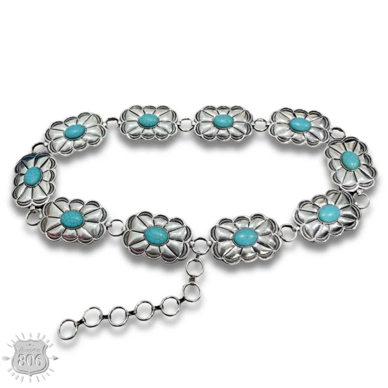 Western Scalloped Rectangle Concho Belt