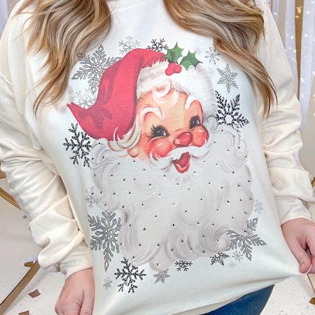 Vintage Santa Rhinestone Graphic Sweatshirt