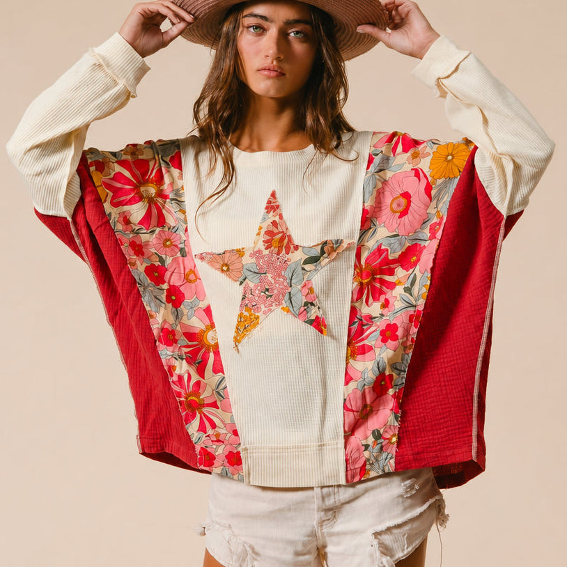 KNIT AND PRINT MIXED AND MATCH TOP
