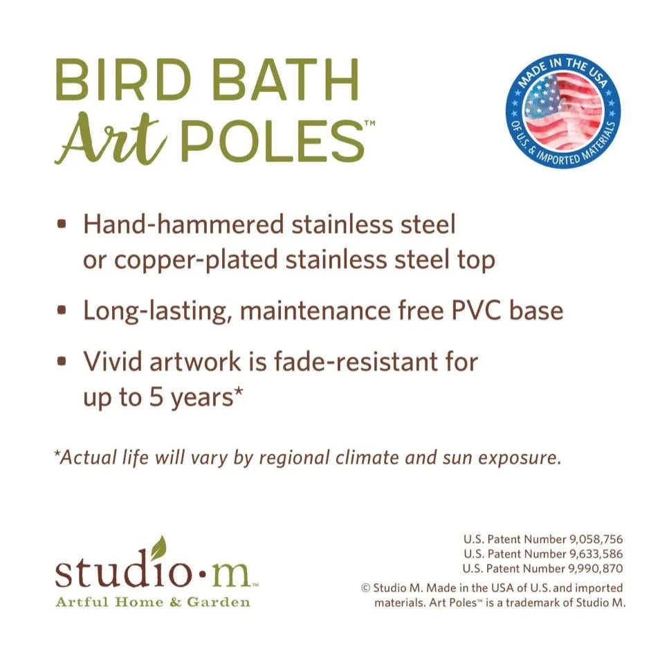 Bird Tweets Bird Bath Art Pole w/ST9021 Copper Topper
