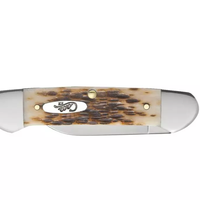 Amber Bone Peach Seed Jig Chrome Canoe Knife