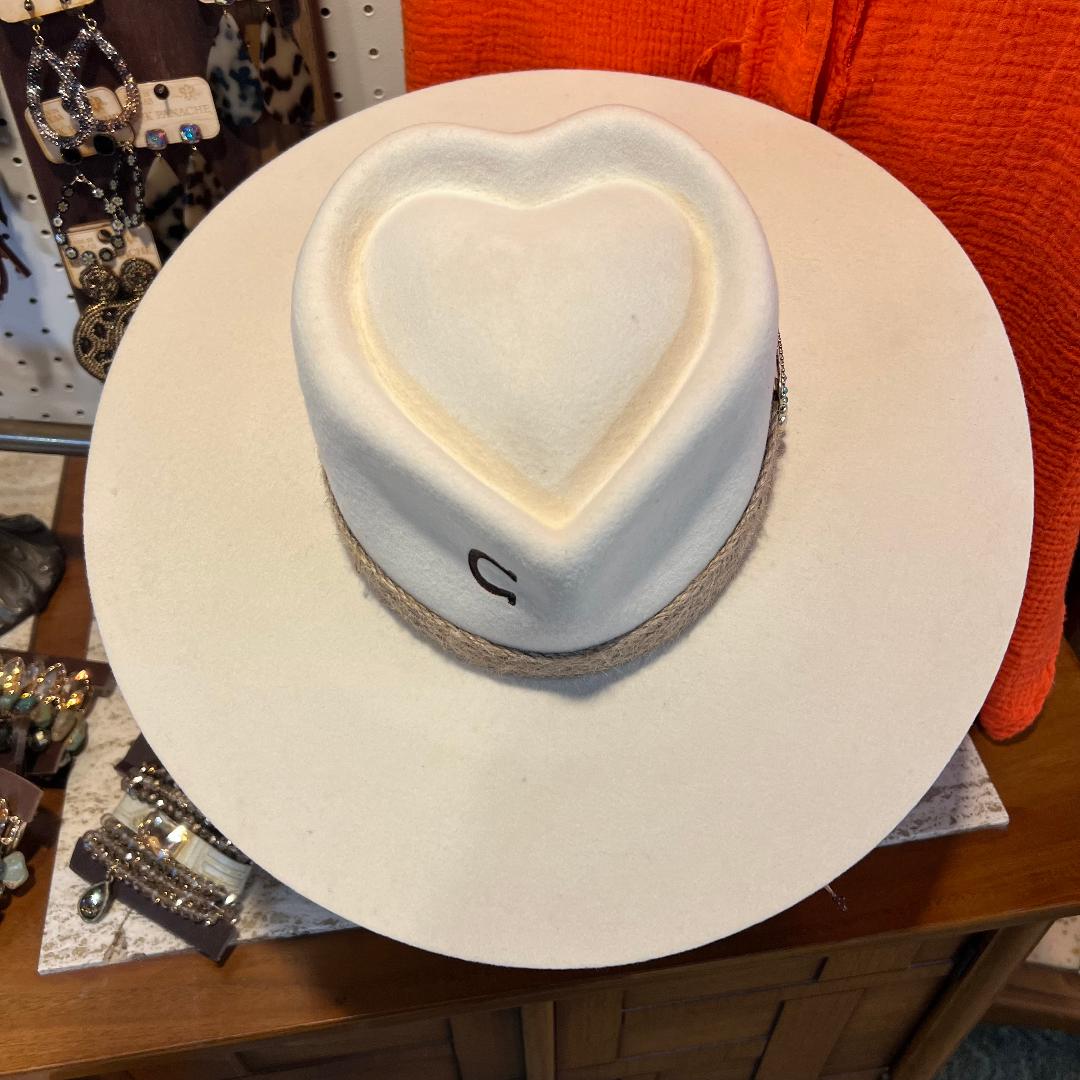 Fling Heart Crown Ivory Felt Hat