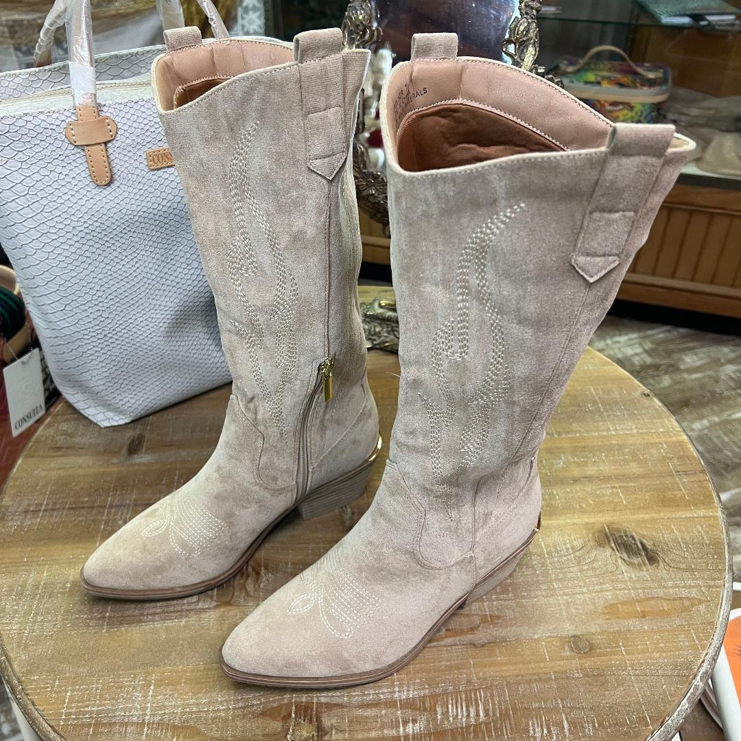 Headliner Sand Faux Suede Wide Calf Boot