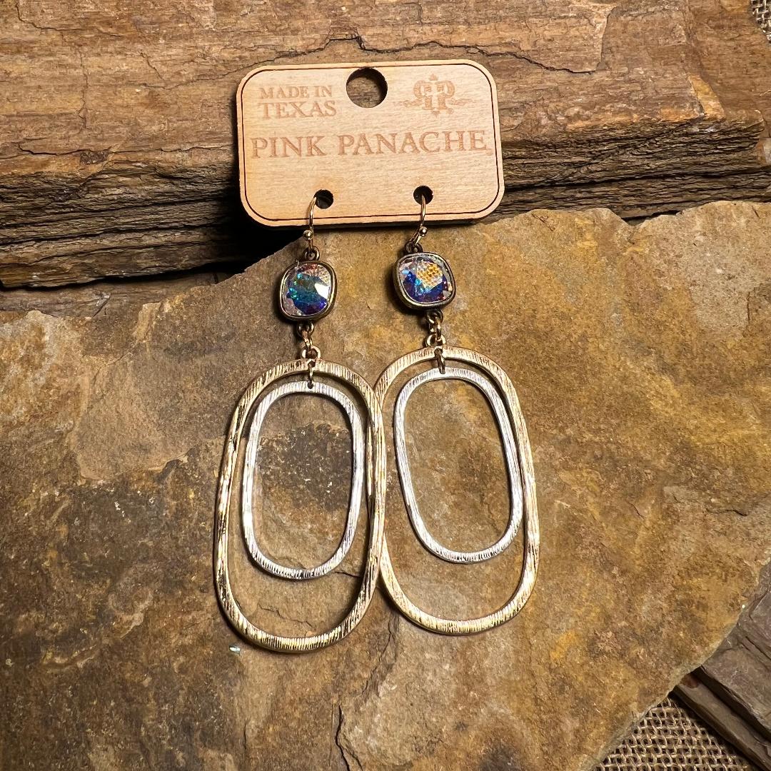 Double Gold and Silver Oval Earrings
