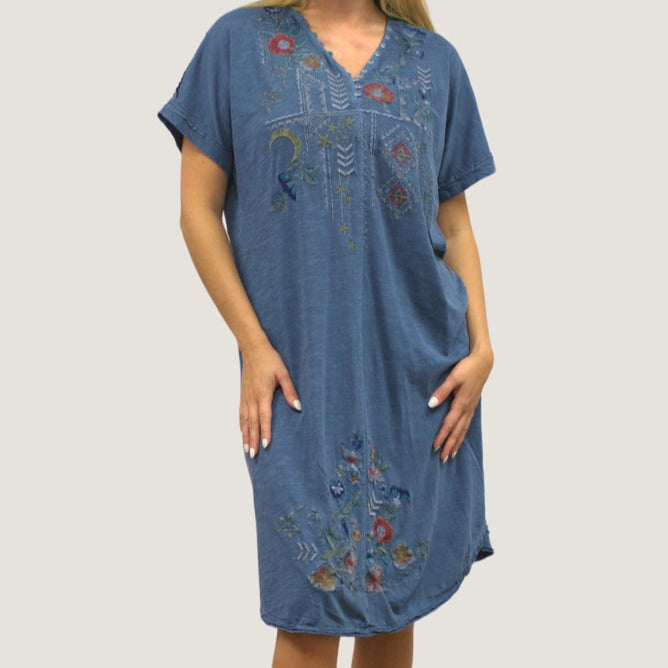 Moore Front Embroidered Dress