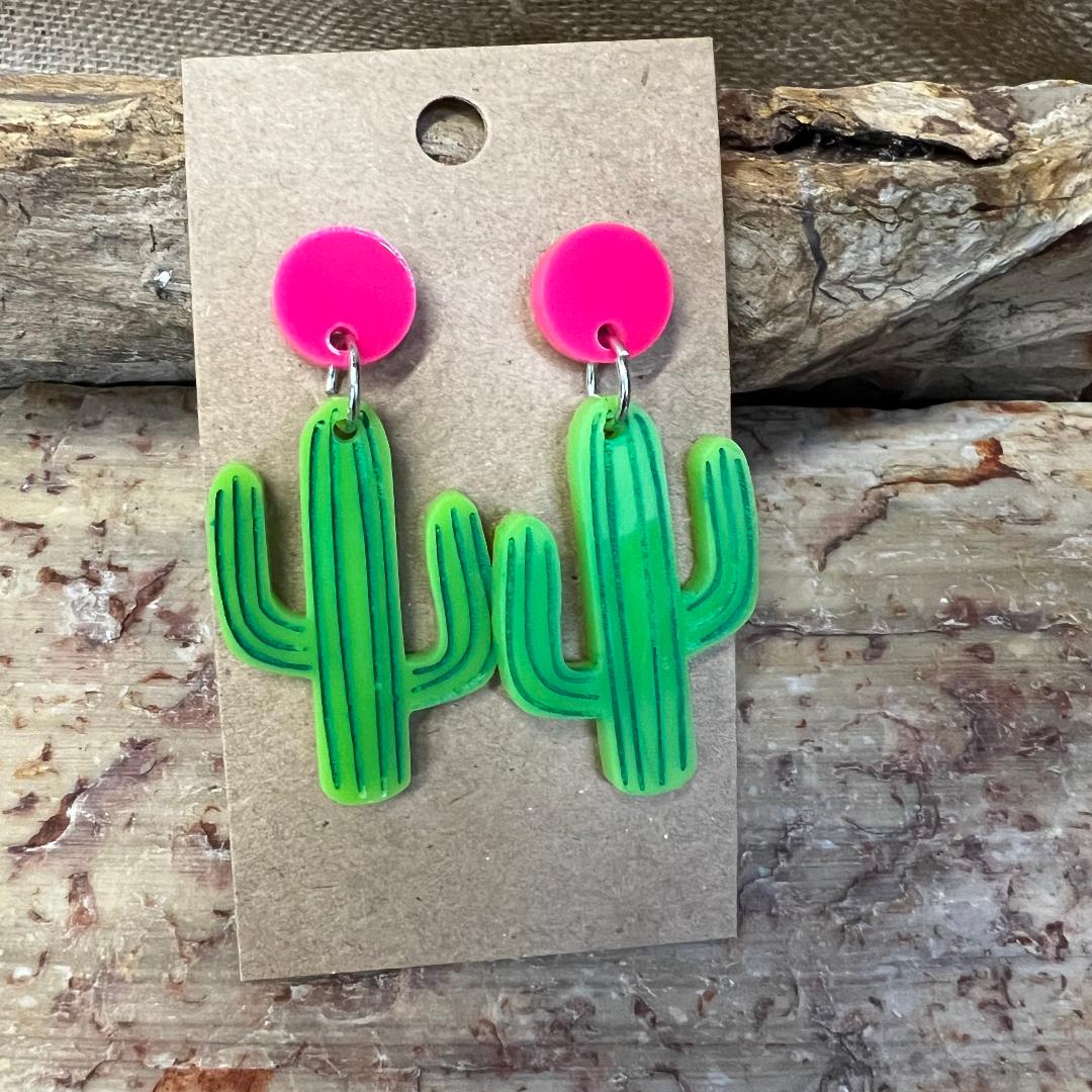 Cactus Acrylic Dangle Earrings