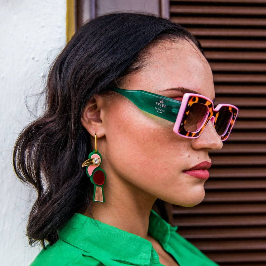 Deco Sunglasses Leopard, Pink and Green