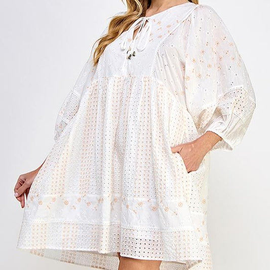 Embroidery Mix Loose Fit Tunic/Dress