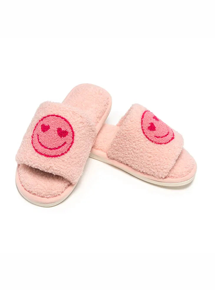 Pink Heart Smiley Slide Slipper