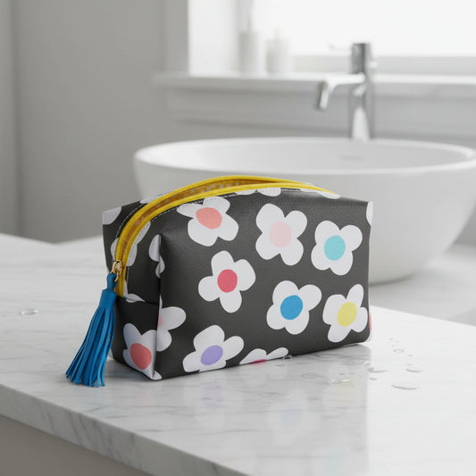 Cheerful Daisy Multi Color Quilted Zip Pouch