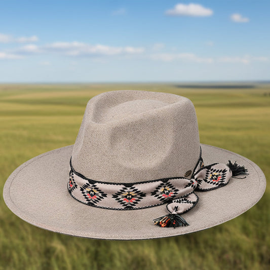 Aztec Trim Band Vegan Felt Panama Taupe