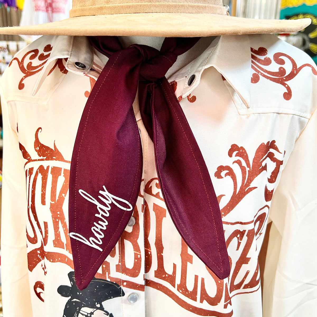 Howdy Embroidered Ascot Scarf
