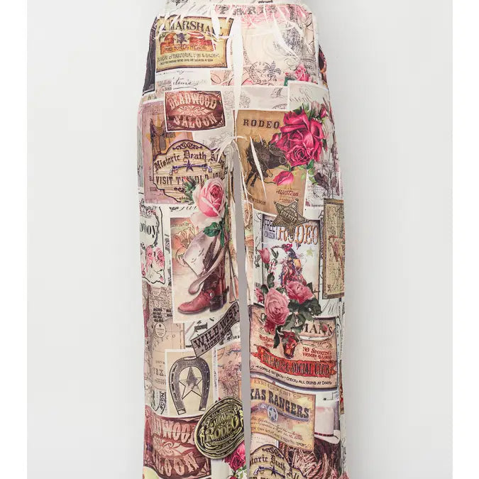 Relaxed Lace Patchwork Pants with Elastic Drawstring