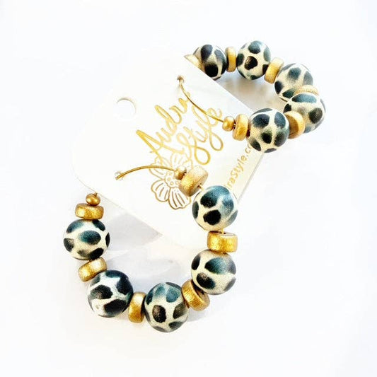 Beaded Hoop Earring - Black Dot