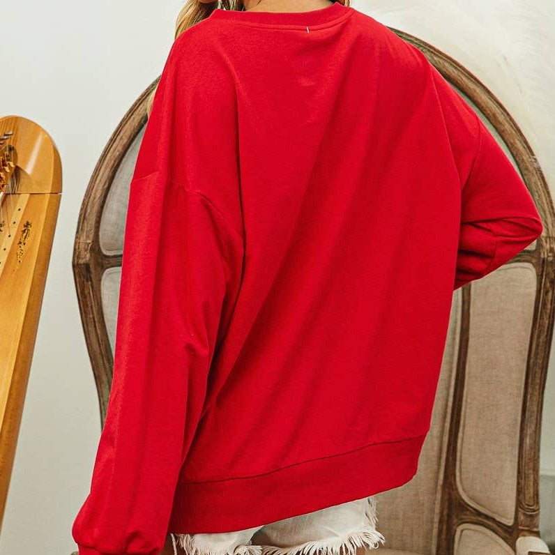 TINSEL SANTA BABY LETTERING CHRISTMAS SWEATSHIRT
