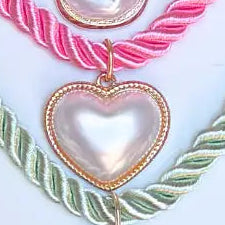 Baby Pink Rope Necklace - Pearl Heart