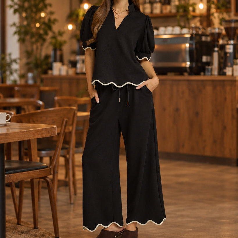 Entro Top and Pant Set - Black
