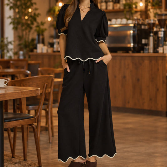Entro Top and Pant Set - Black