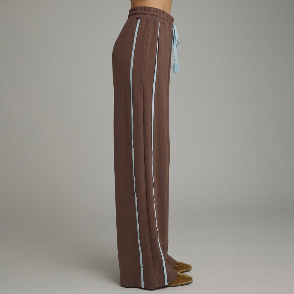 Brown Set With Contrast Piping Top and Pant