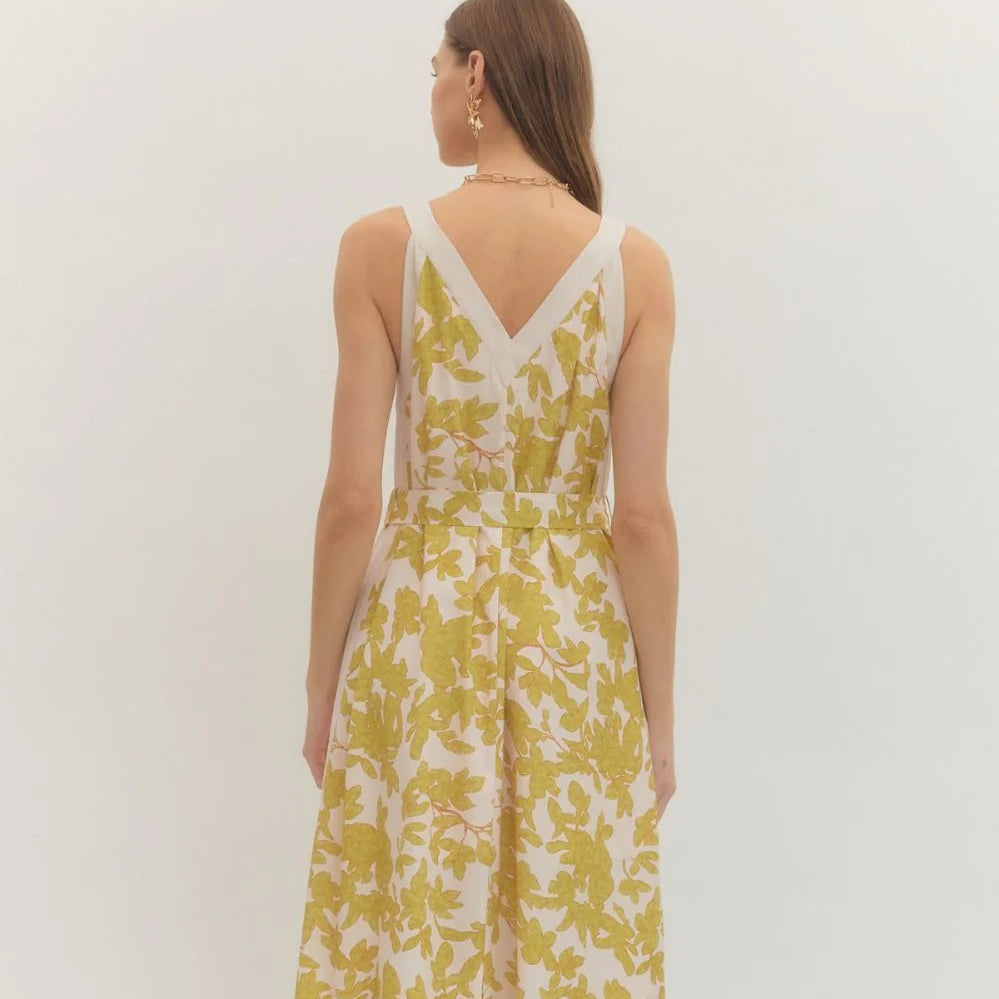 Lime Light Patterned Midi Dress in Citrus