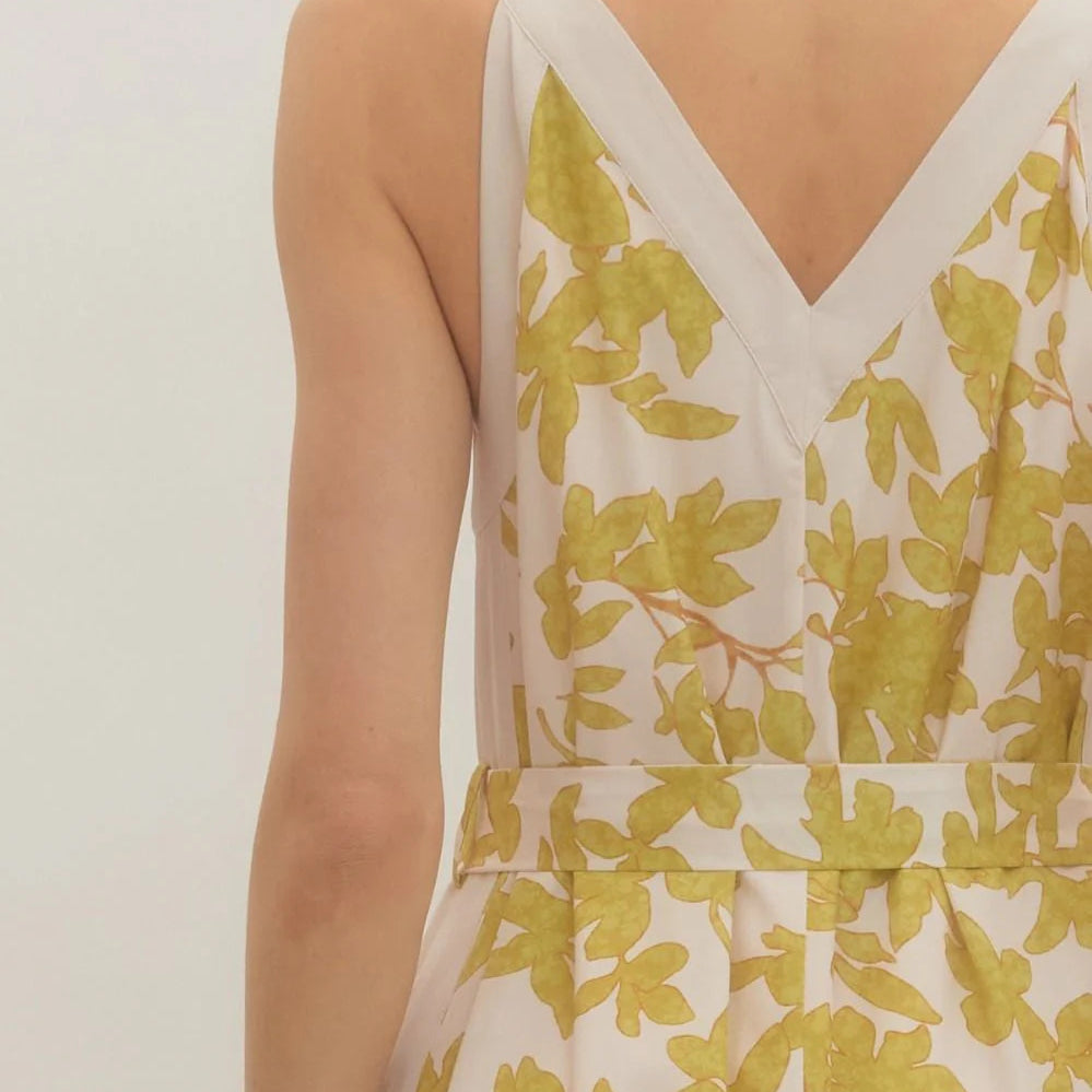 Lime Light Patterned Midi Dress in Citrus