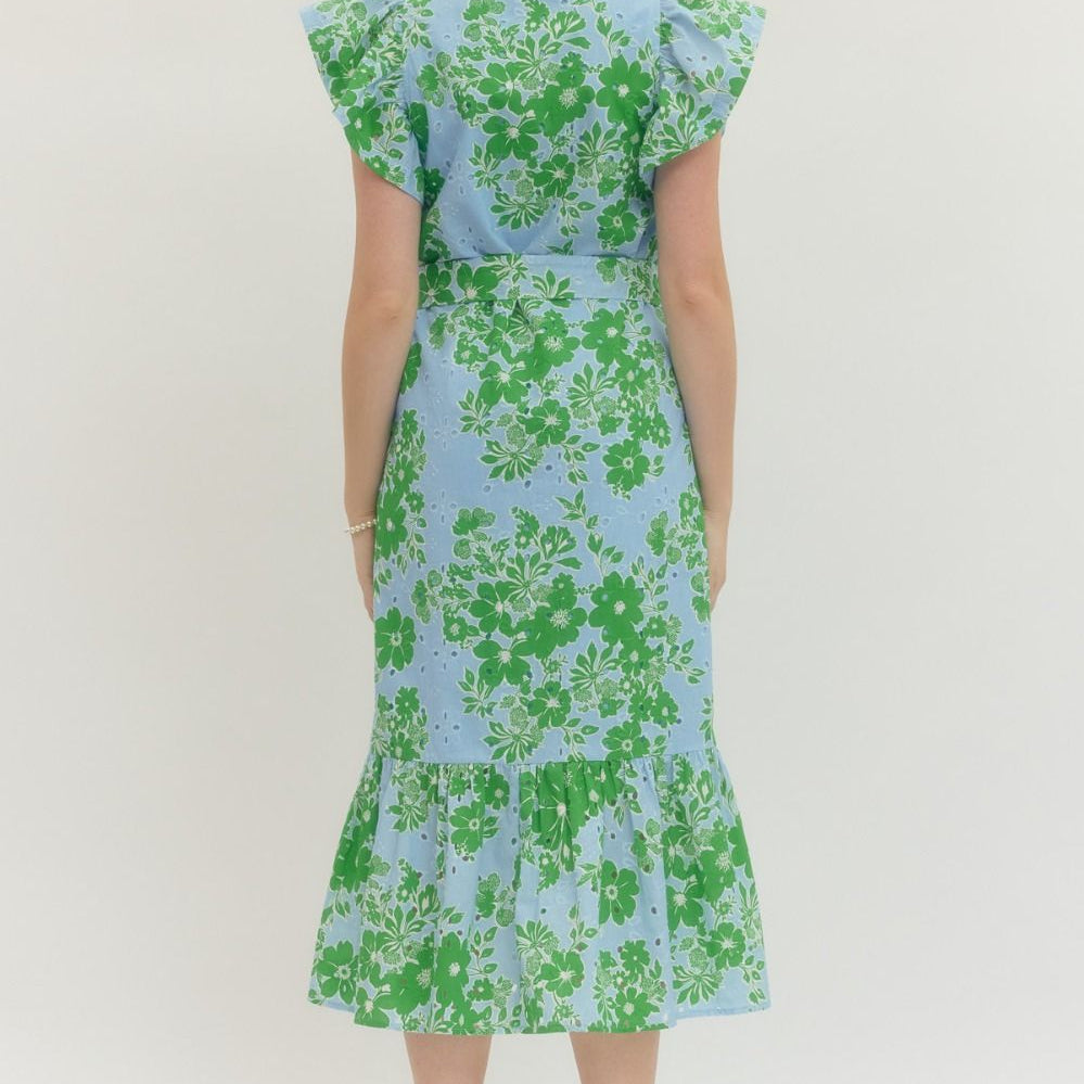 Entro Blue & Green Floral Dress