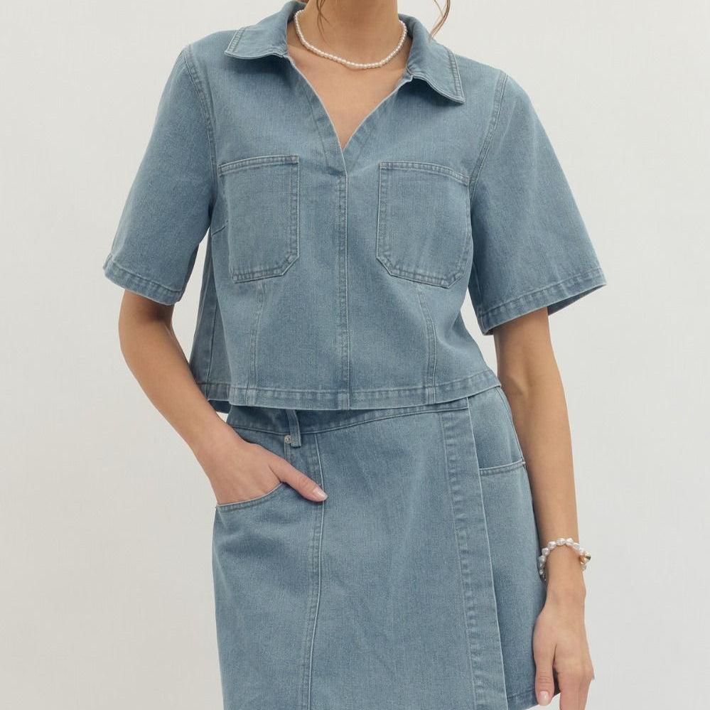 Denim Top And Skort Set