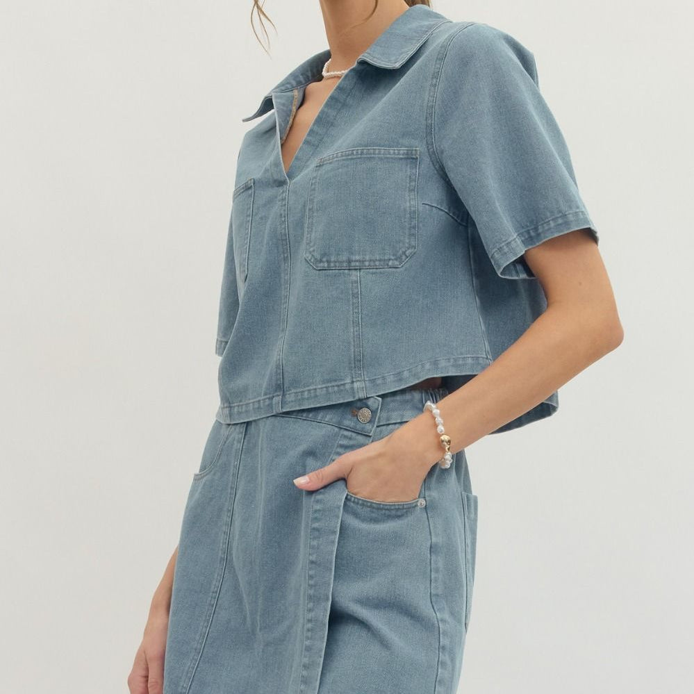 Denim Top And Skort Set