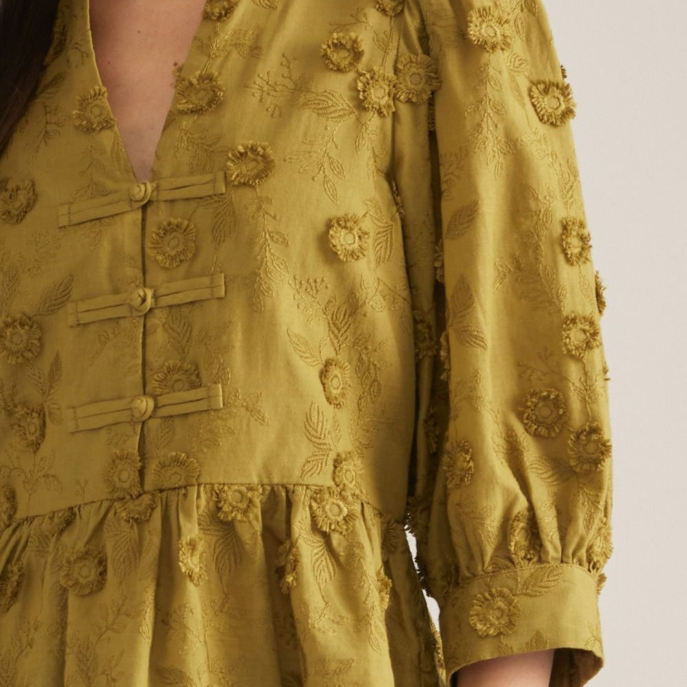 Woven Button Loop Top