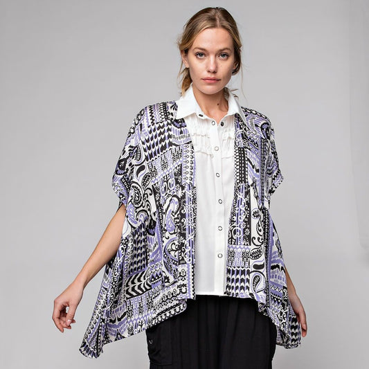 Tribal Print Satin Kimono