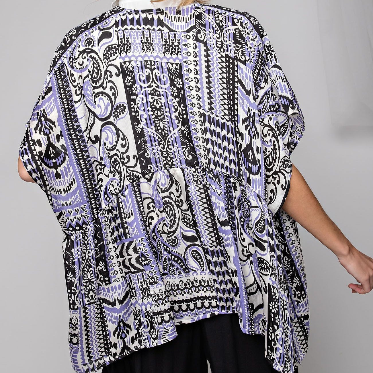 Tribal Print Satin Kimono