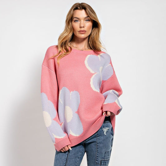 Floral Flower Patterned Sweater