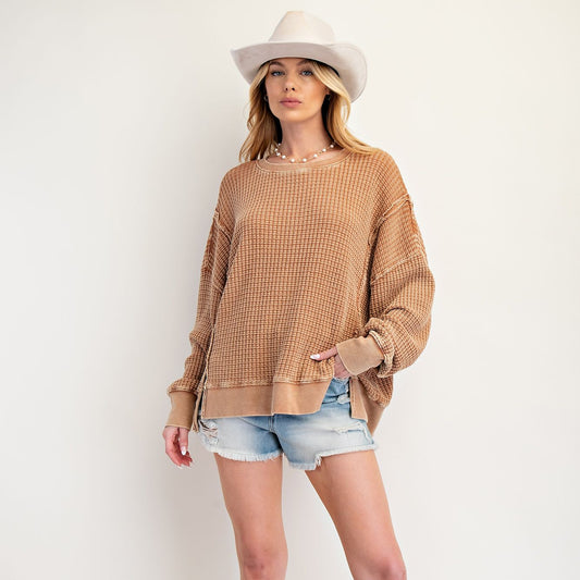 Almond Mineral Washed Thermal Pullover