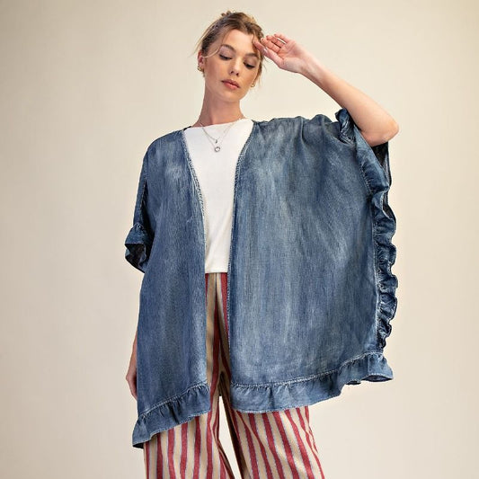 STAR PATCH BACK WASHED CHAMBRAY DUSTER
