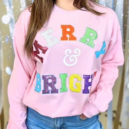 Merry & Bright Rhinestone Graphic Sweatshirt