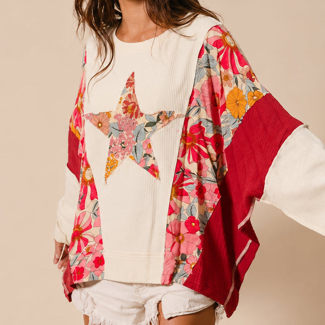 KNIT AND PRINT MIXED AND MATCH TOP