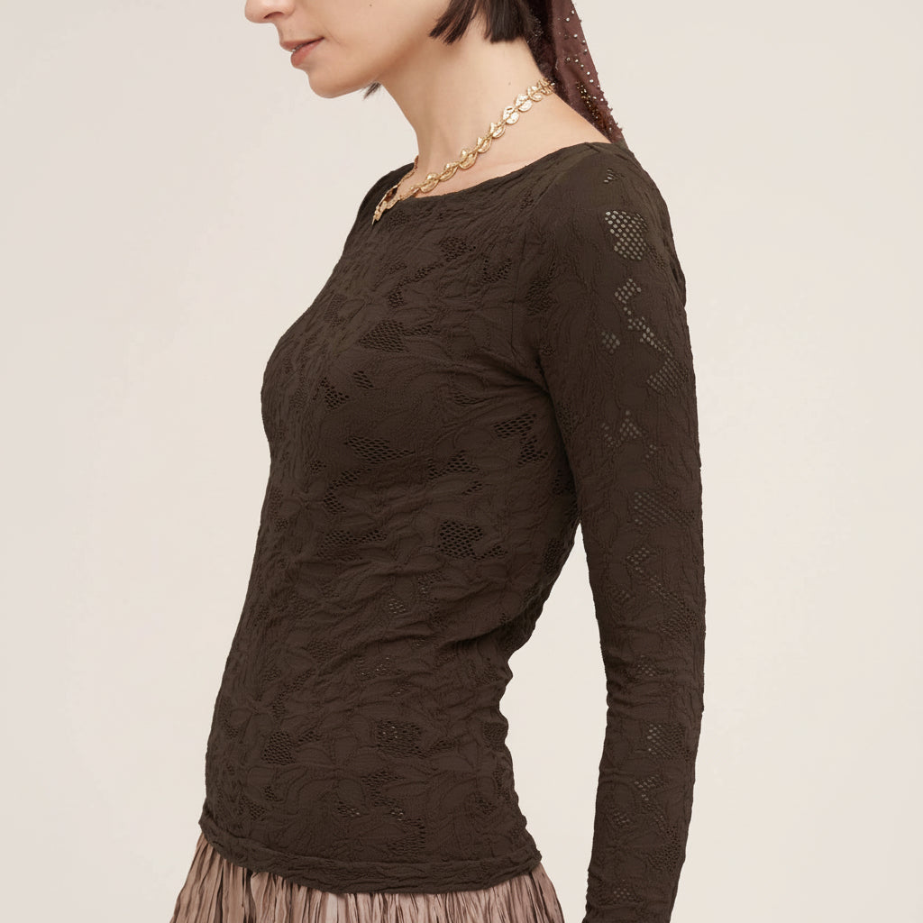 Floral Lace Boat Neck Top... Choose your Fave...Chocolate or White