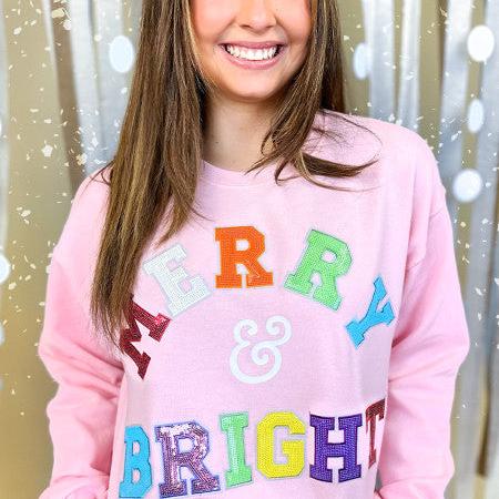 Merry & Bright Rhinestone Graphic Sweatshirt