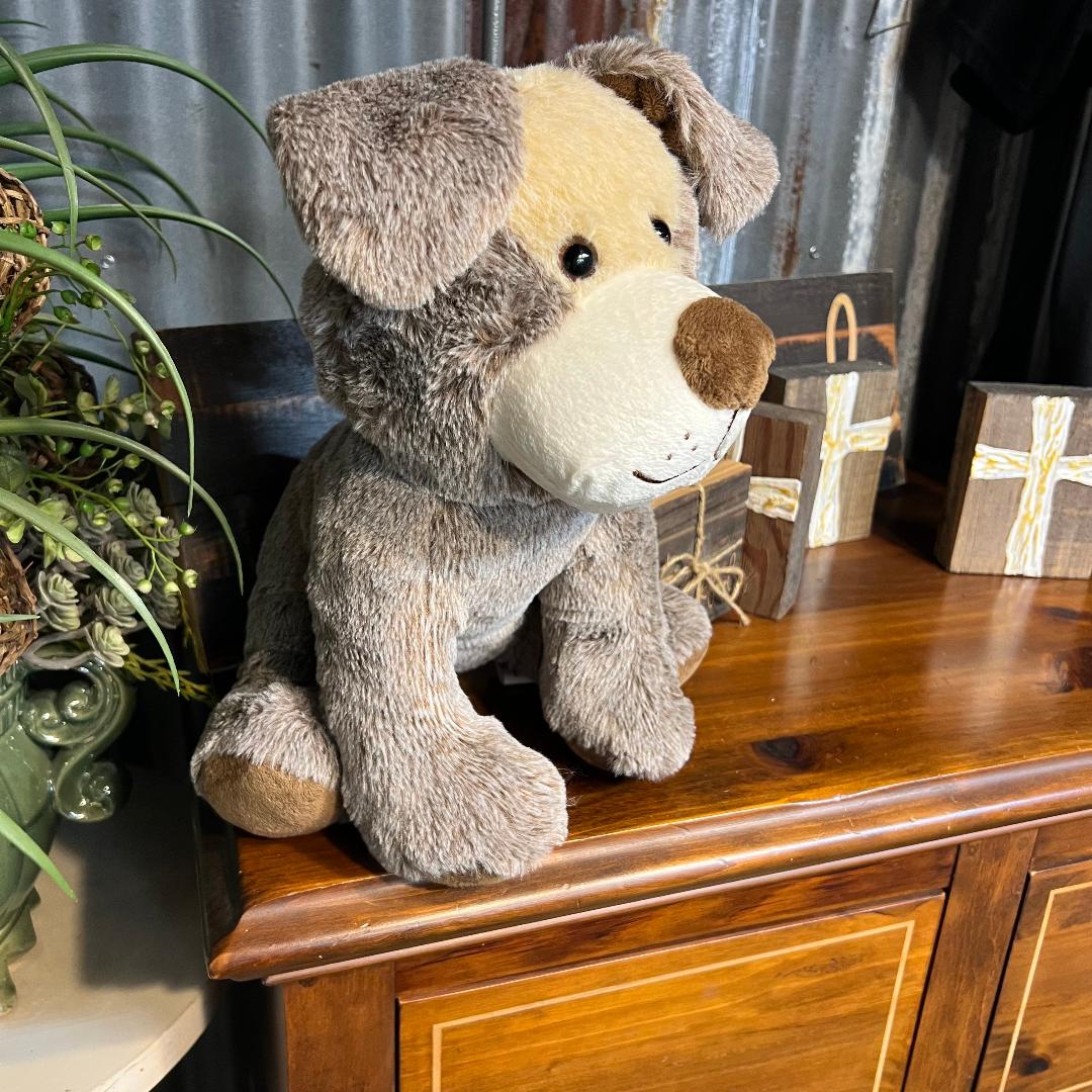 Plush Sitting Puppy with Big Brown Nose