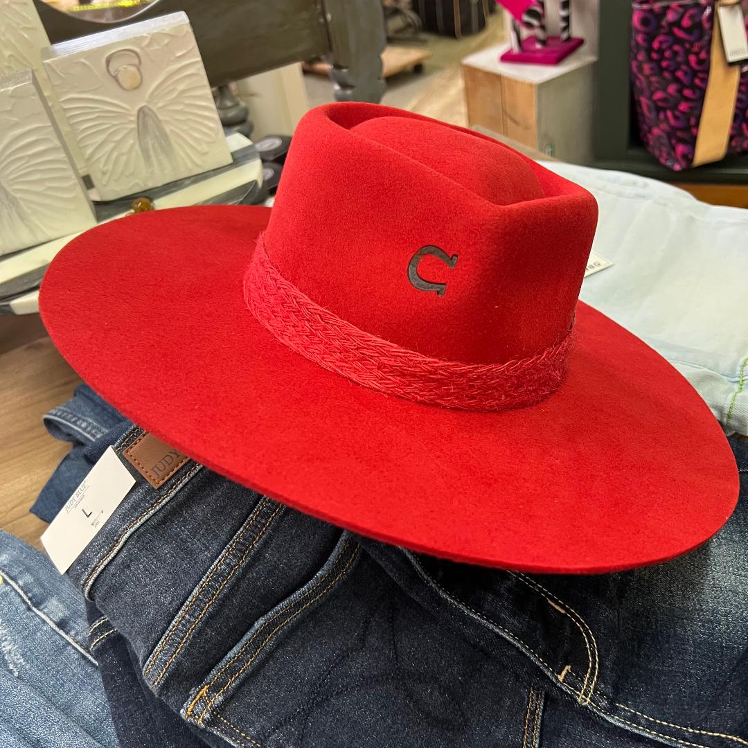 Fling Heart Crown Red Felt Hat